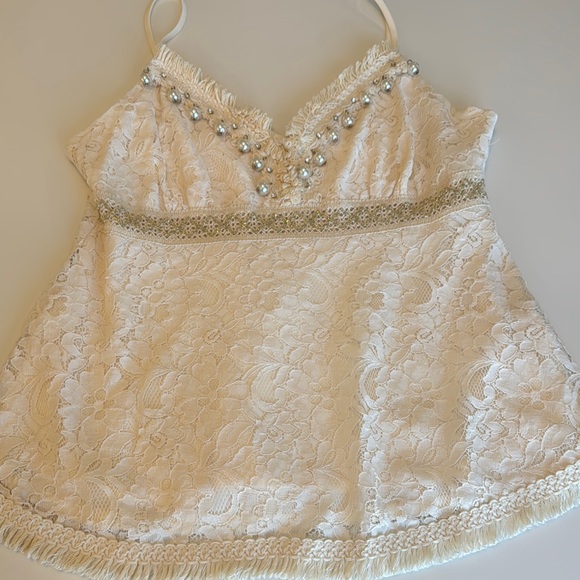 Vintage Venus Y2K Elegant Lace Camisole with Beaded Details - Picture 1 of 15